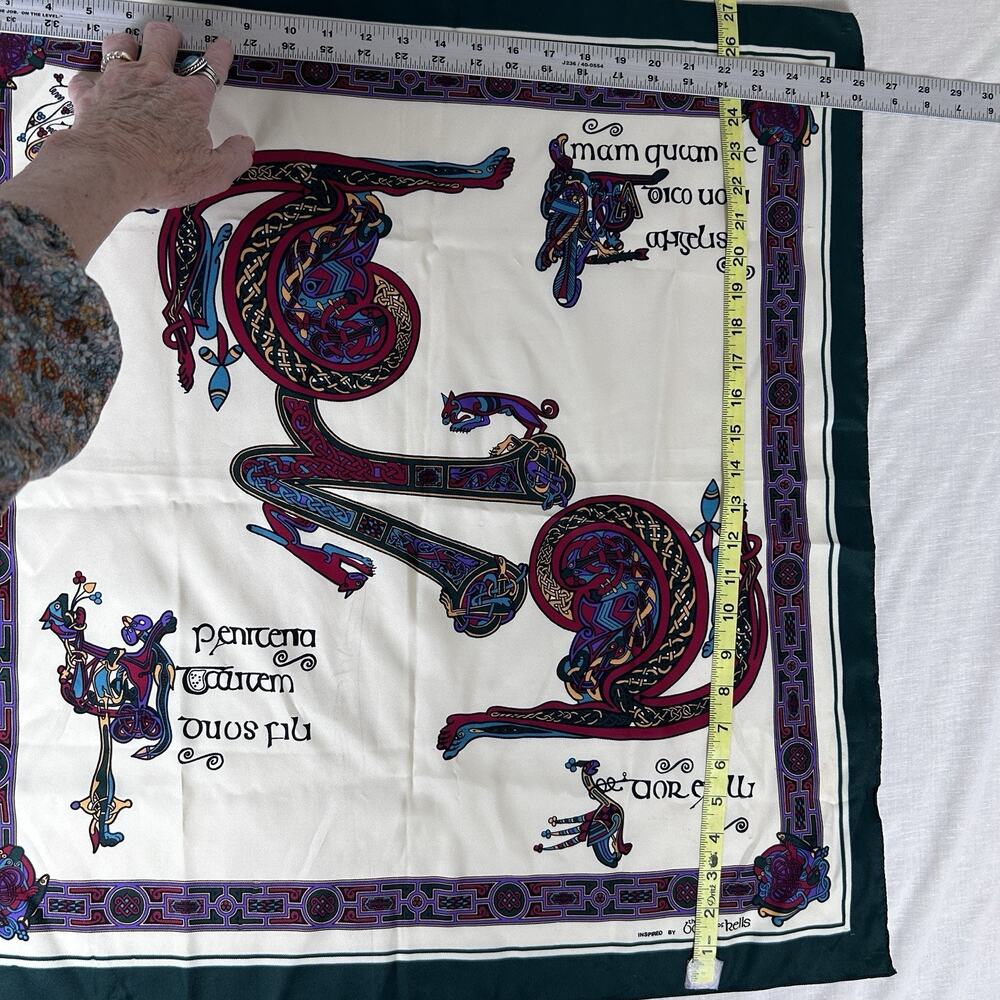Irish Celtic Theme Square Woman’s polyester Scarf Book Of Kells 26 X 26 In